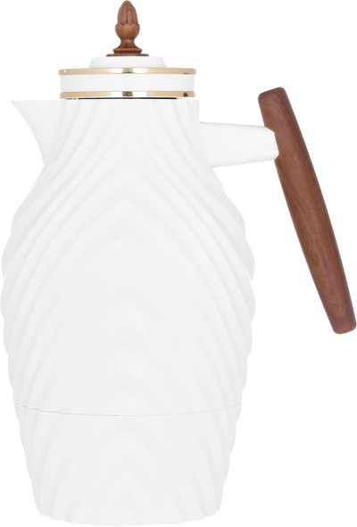 Everest Noora Thermos, 1 liter, wooden handle, thermal glass inner shell, plastic outer shell - white product image 2
