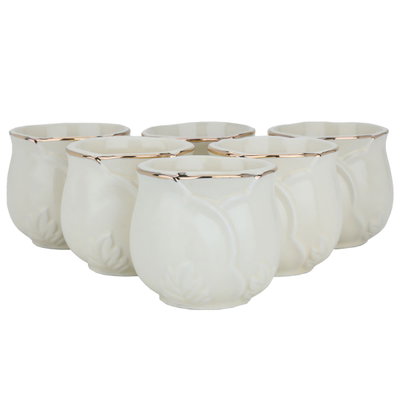 Al Saif Gallery Porcelain Arabic Coffee Cups Set, 6 Pieces - Golden Beige product image 1