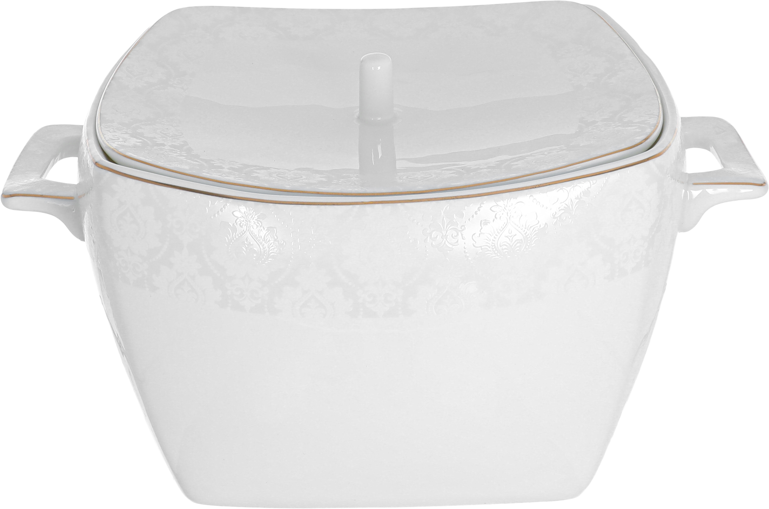 Dania porcelain dining set, 77 pieces, square, gold-white edges product image 2
