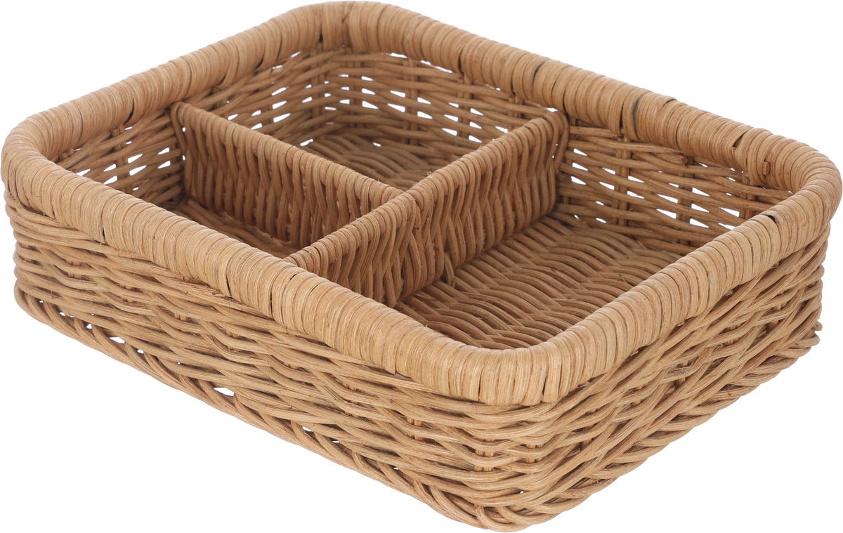 سلة خوص السيف غاليري، 25x20x6.7 سم، مستطيلة، 3 خانة - بني product image 2