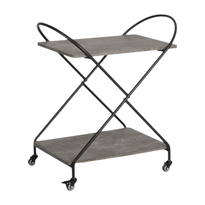 عربة تقديم الطعام معدن و خشب، 72×40×78 سم، 2 رف، عجلات دوارة 360 - رمادي product image 3