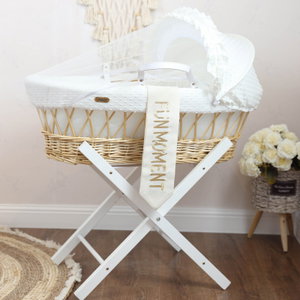 سرير موسى قطن فان مومنت، 76×42×76 سم، حامل خشب - ابيض بيج product image