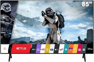 تلفزيون سمارت بدون اطار دانسات، 85 بوصة، 4K UHD، شاشة QLED، نظام ويب او اس، ريموت ماجيك، حامل جداري، DTD85BU-1 - اسود product image