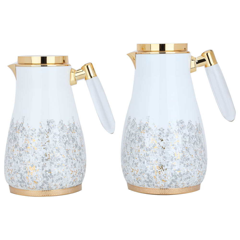 Al Saif Gallery Agadir thermos set, 1/0.75 liter, thermal glass inner container, steel outer shell - golden white product image 1