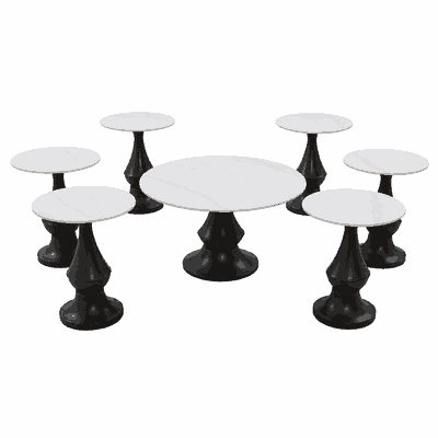 طقم طاولات سيراميك و معدن، 7 قطع - اسود بني product image 4