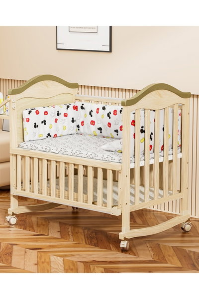 سرير اطفال قابل للتعديل فان مومنت، 100×55×98 سم، عجلات دوارة - خشبي product image 4