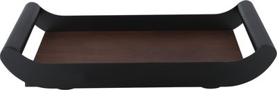 Al Saif Gallery wooden serving tray, 42.5x26x6.5 cm, rectangular, black handle - black wood product image 1