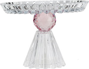 Al Saif Gallery Glass Dessert Serving Stand, Pink Base, 19x19x13.5 cm - Clear product image 2