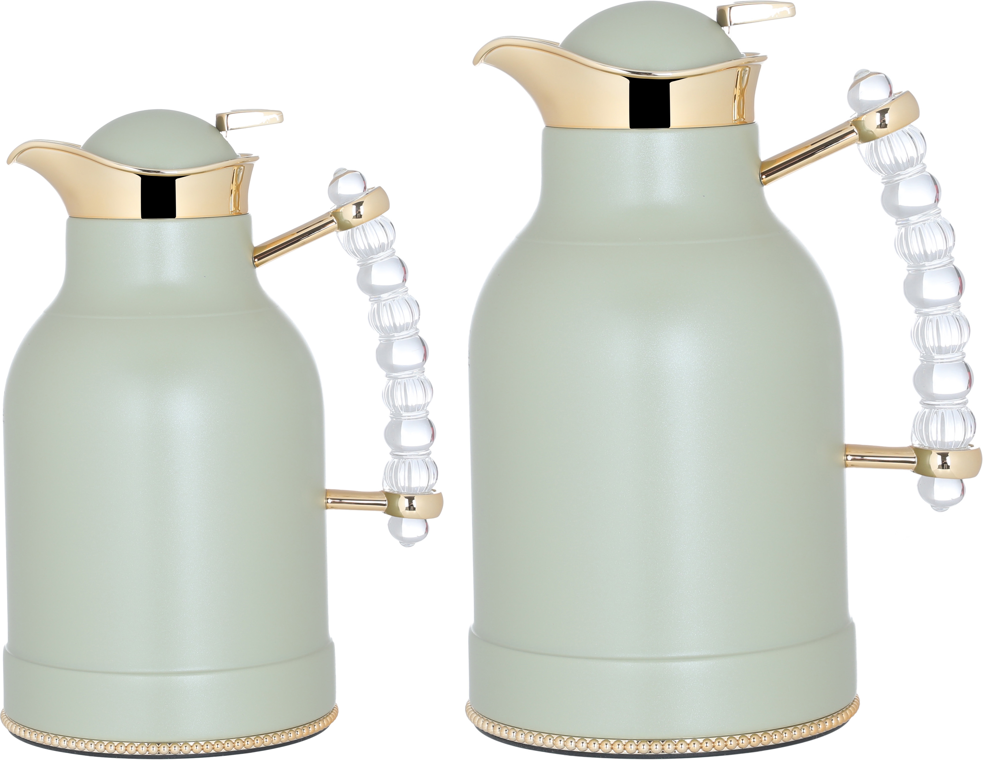 Al Saif Gallery Farida thermos set, 1/0.7 liter, two pieces, thermal glass inner container, steel outer shell - light green product image