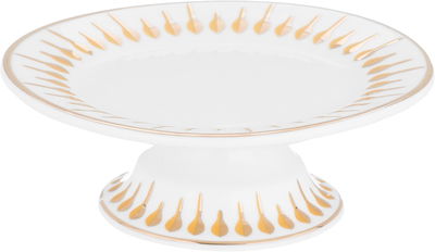 Al Saif Gallery porcelain dessert stand, 13 x 13 x 4.5 cm, circular, golden pattern - white product image 1