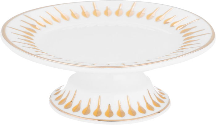 Al Saif Gallery porcelain dessert stand, 13 x 13 x 4.5 cm, circular, golden pattern - white product image 1