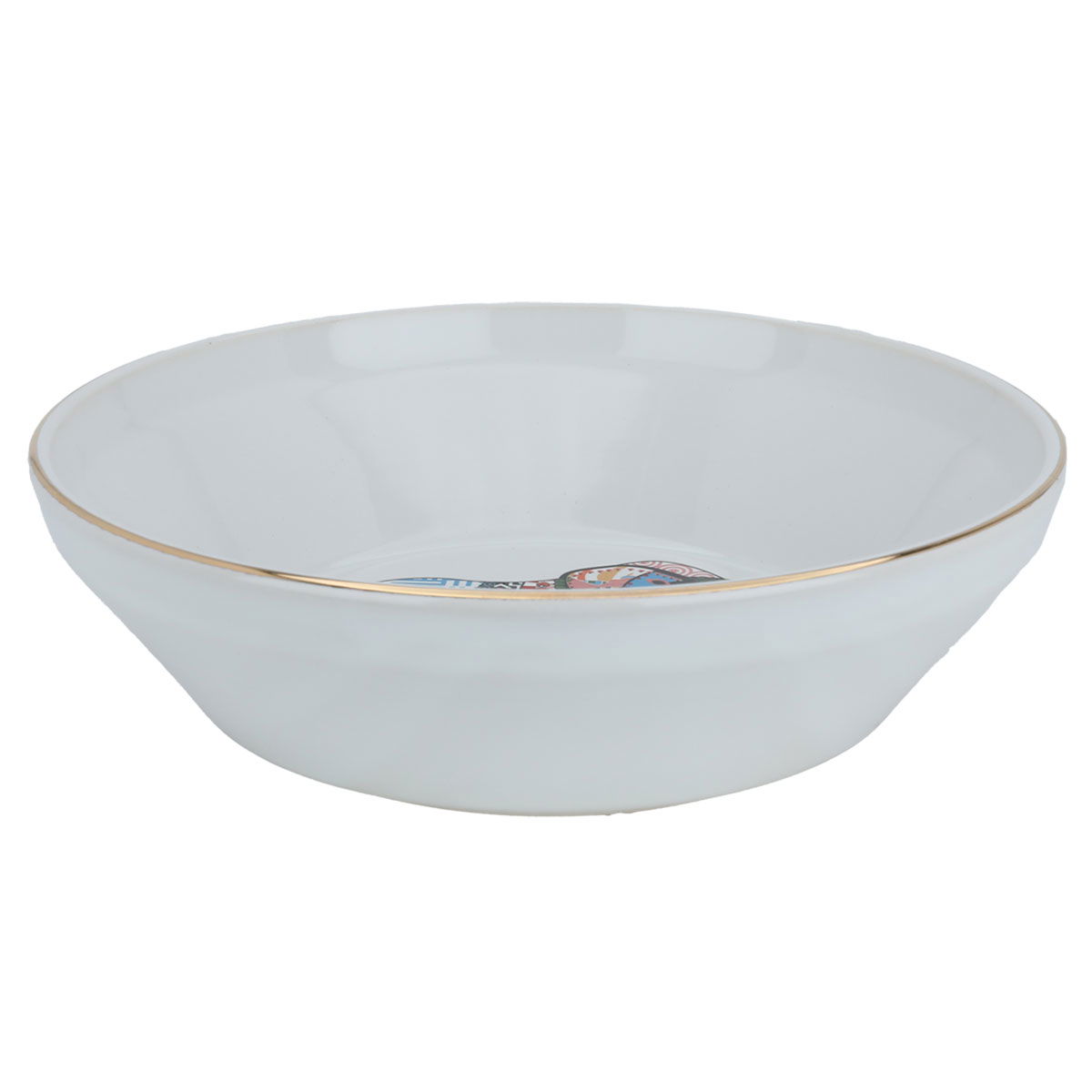 Al Saif Gallery porcelain serving plate, 24 cm, round, deep, elephant pattern - white product image