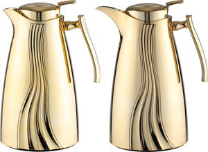 Al Saif Gallery Karma thermos set, 1 liter, 2 pieces, thermal glass inner shell, plastic outer shell - gold product image