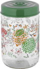 علبة تخزين زجاج هيرفين، 0.66 لتر، نقش ورد - شفاف اخضر product image 1