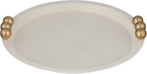 Alsaif Gallery Stainless Steel Serving Tray with Gold Handles, 30 x 30 x 4.5 cm, Round - Cream product image 2