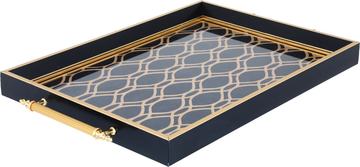 Tofaria Al Saif Gallery Glass, 30 x 47 cm, rectangle, golden pattern, hand - black product image 2