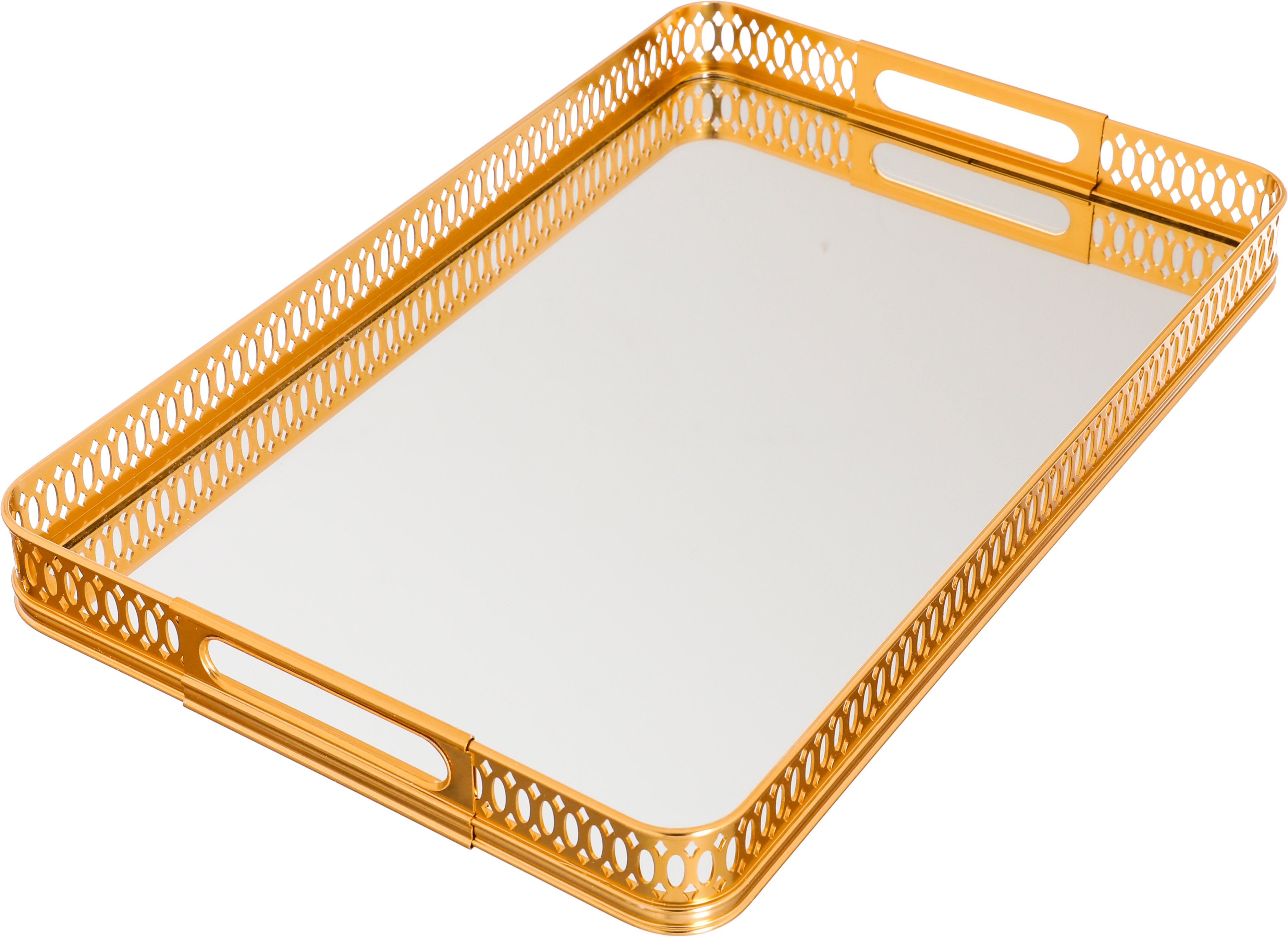 Al Saif Gallery Glass Serving Tray, 40X26X4.3 Cm, Rectangle - Gold product image 2