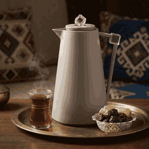 Everest Diamond Plastic Thermos, 1 Liter, Glass Inner Container, Pump - Clear Cappuccino product image 2