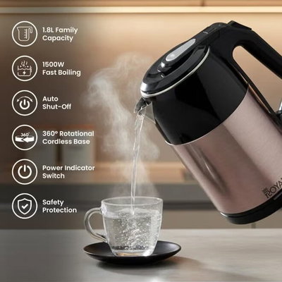 غلاية رويال، 1500 واط، 1.8 لتر، RA-EK1843 - فضي اسود product image 3