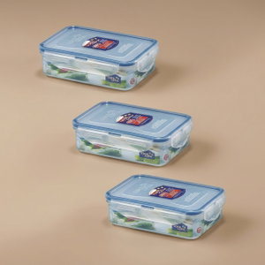 طقم حافظات طعام بلاستيك لوك اند لوك، 3 قطع، 550 مل - شفاف product image