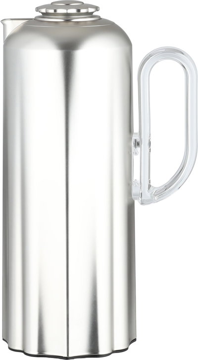 Al Saif Gallery Najdiyah Thermos Set, 1/1 Liter, 2 Pieces, Glass Inner Container, Transparent Handle, Push Button - Matte Silver product image 3