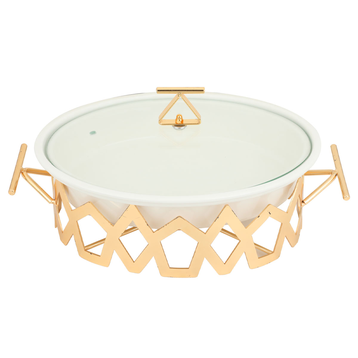 Al Saif Gallery porcelain food warmer, 12 inches, glass lid - white product image 1