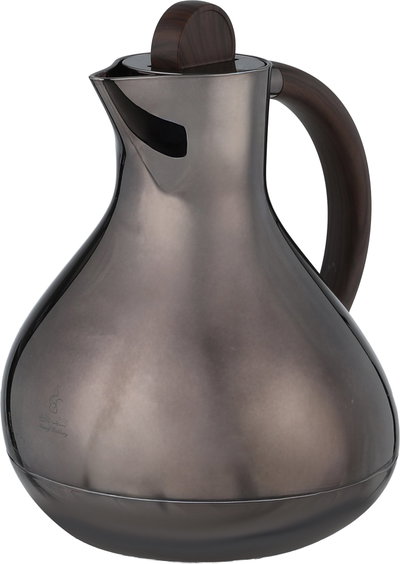 Al Saif Gallery Layal Thermos Set, 0.6/0.9 Liter, 2 Pieces, Glass Interior, Plastic Exterior, Wooden Handle, Push Button - Black Wood product image 5