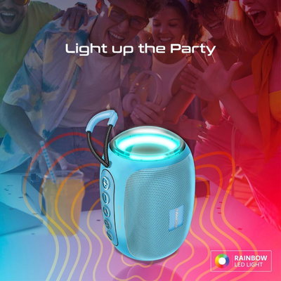 مكبر صوت لاسلكي محمول سليكون(بروميت)، 5 واط، أضواء LED، بمدخل AUX مقاس 3.5 ملم، USB، وفتحة بطاقة TF لايفون 15 وجالكسي S23 - أزرق product image 3