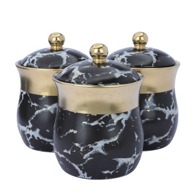 Al Saif Gallery Porcelain Spice Box Set, 7 Pieces - Black Gold product image 4