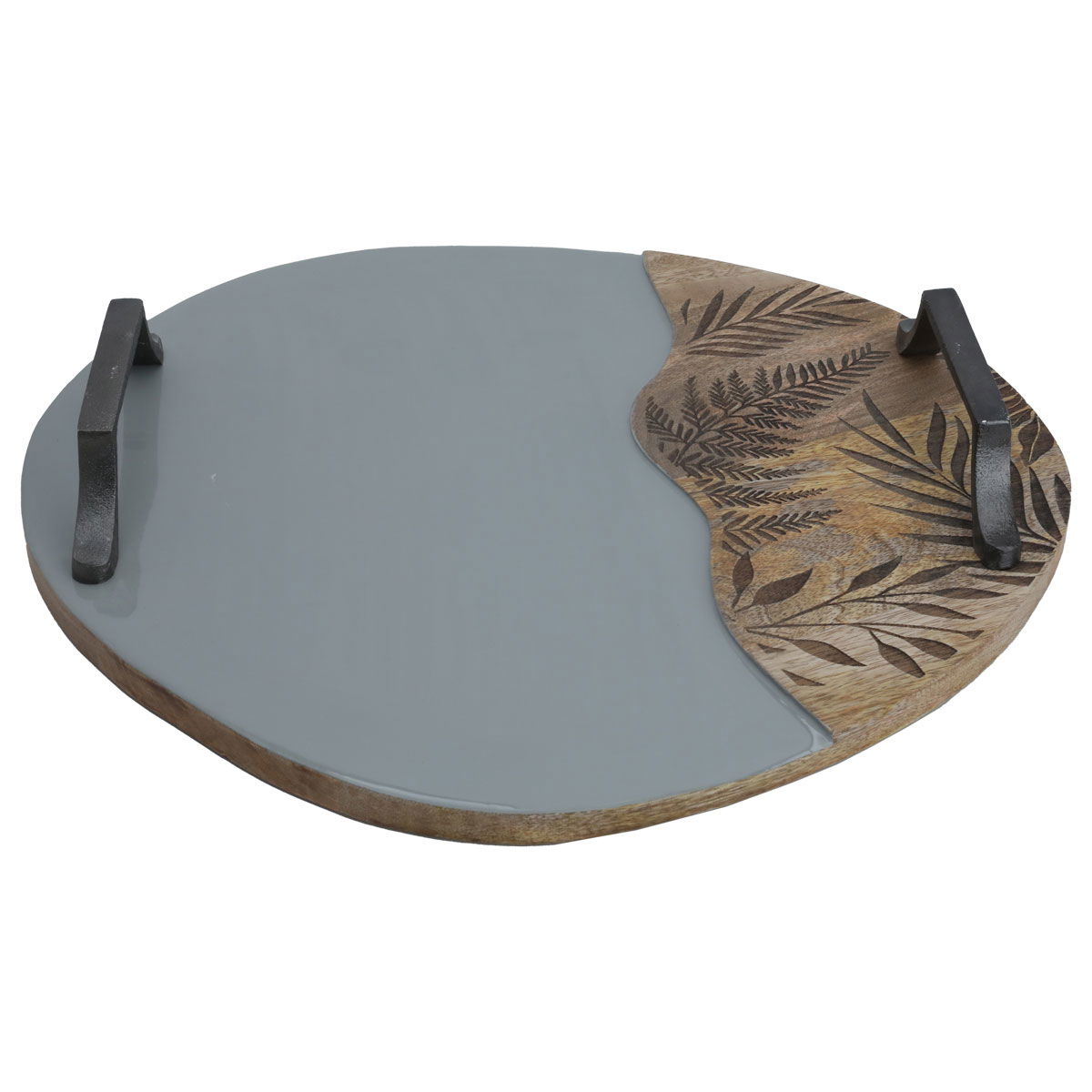 Saif Gallery wooden serving topper, 42 x 39 x 1.8 cm, oval - gray wooden product image