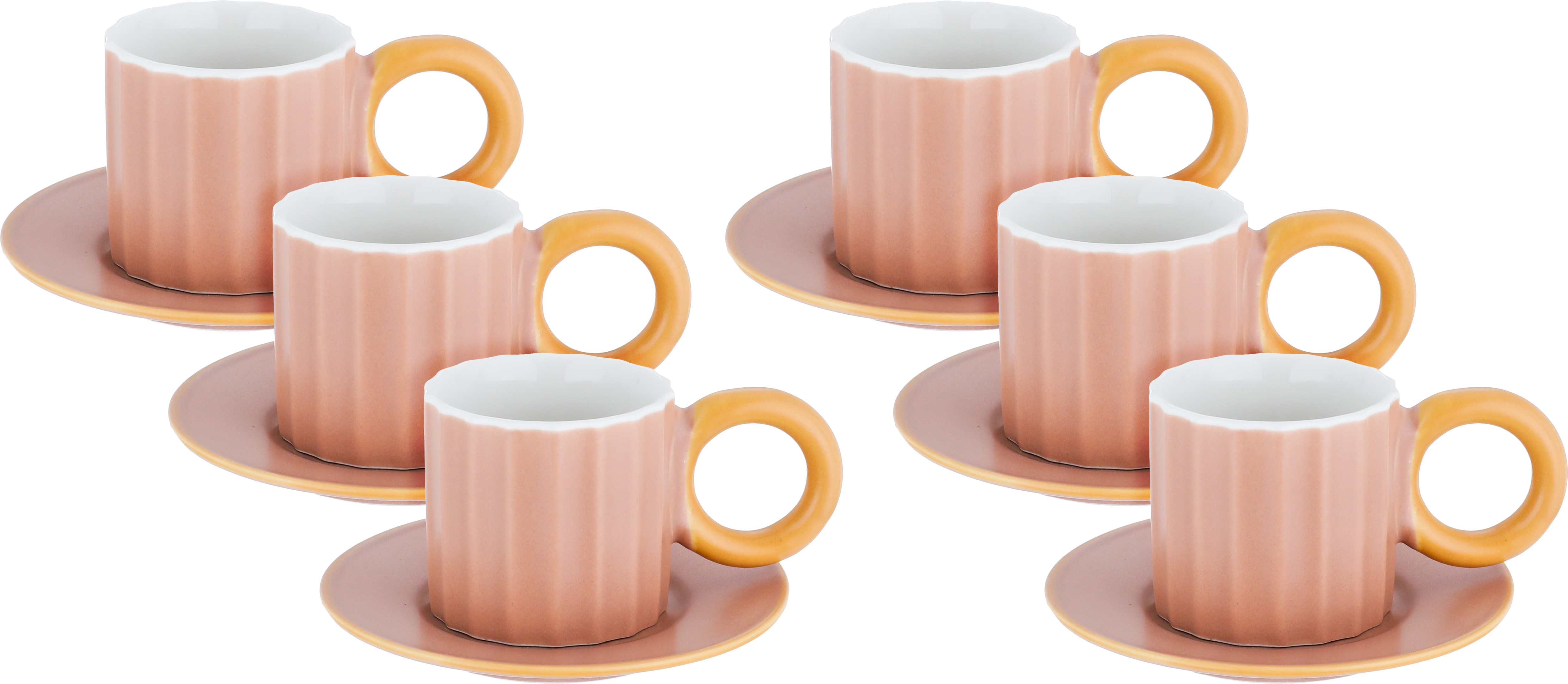 AlSaif Gallery Porcelain Turkish coffe Turkish coffe cup set, 80 ml, 12 Pieces - Light Pink product image