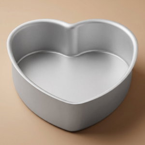 Bake Chef Aluminum Cake Pan, 8 x 2 inches, Heart Shape - Silver product image