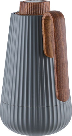 ترمس سمو جلوري، 0.7 لتر، يد خشبي، الخامة الداخلية زجاج، ضغاط - رمادي غامق خشبي product image 2