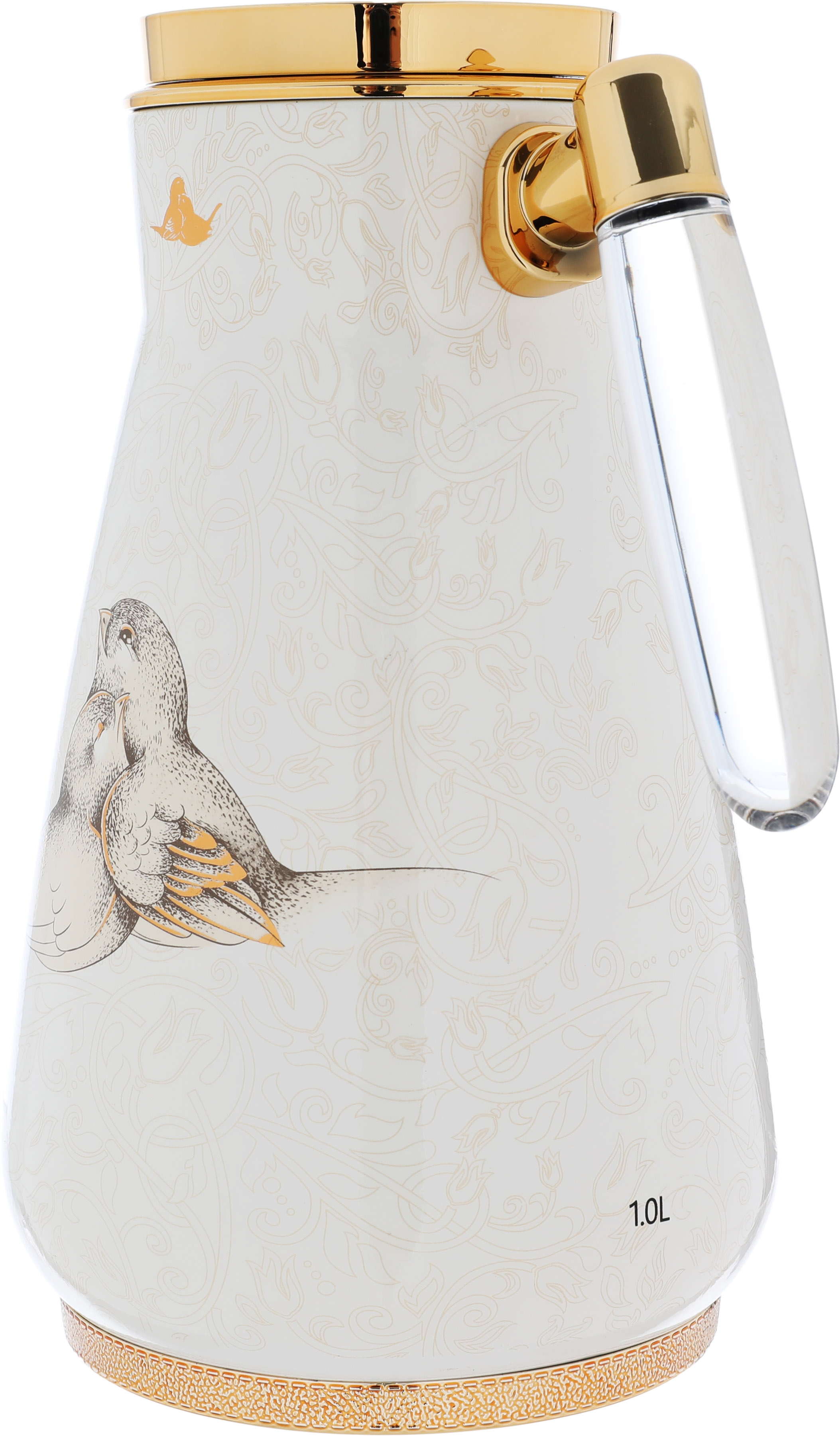 Al Saif Gallery Wiam thermos set, 0.75/1 liter, two pieces, thermal glass inner shell, stainless steel outer shell - pearl product image 3