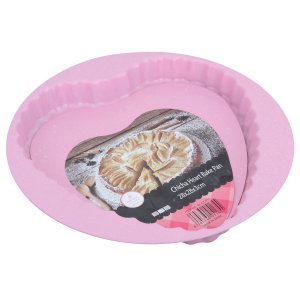 Rocky Granite Pizza Mold, 28x28x3 cm, Heart Shape, Moveable Base - Pink product image 2