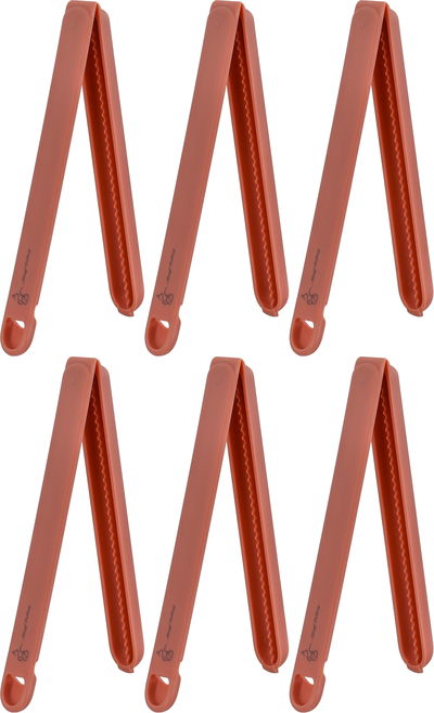 طقم مشابك أكياس بلاستيك السيف غاليري، 14 سم، 6 قطع - بني فاتح product image 1
