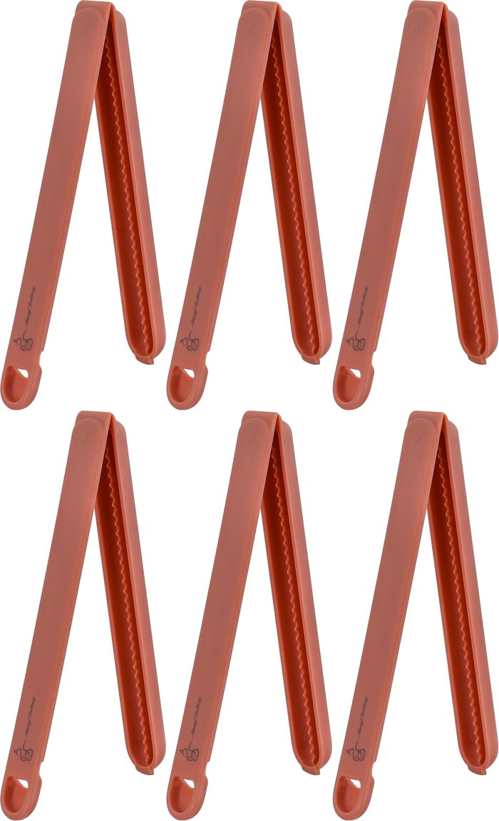طقم مشابك أكياس بلاستيك السيف غاليري، 14 سم، 6 قطع - بني فاتح product image 1
