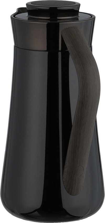 Al-Saif Gallery Al-Huda Stainless Steel Thermos, 0.7 Liter, Dark Wooden Handle, Self-Service, Push-Button - Glossy Black product image 3