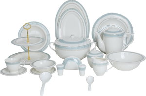 Al Saif Gallery Porcelain Dinnerware Set, 65 Pieces, Gold Pattern - Sky White product image