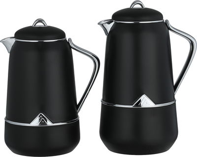 طقم ترامس لالوزا، قطعتين، 0.7 / 1 لتر، حافظة داخلية زجاج، يد فضي، غطاء ضغاط - اسود فضي product image 1