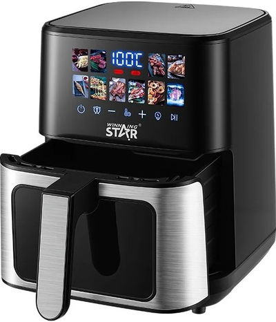 قلاية هوائية وينينج ستار، 1400 واط، 4.5 لتر، 10 برامج، شاشة ديجيتال، ST-9696 - اسود فضي product image 2