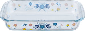 صينية فرن زجاج السيف غاليري، 30×17×5 سم، 1.6 لتر، نقش ورد - شفاف ازرق product image 2