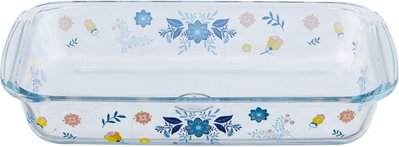صينية فرن زجاج السيف غاليري، 30×17×5 سم، 1.6 لتر، نقش ورد - شفاف ازرق product image 2