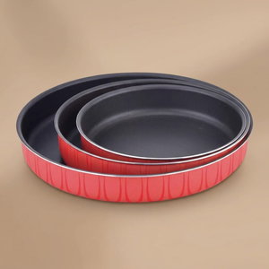 طقم صواني فرن ألومنيوم مع طبقة غير لاصقة مستر كوك، 3 قطع - احمر اسود product image