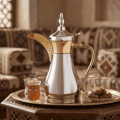 Alsaif Gallery Sulaiman Thermos, 1 liter, stainless steel inner case, stainless steel outer body - silver gold product image 2