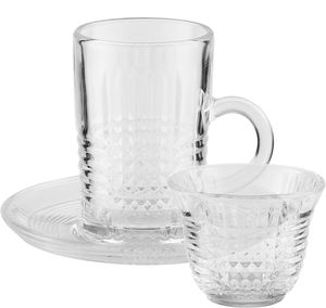 طقم بيالات و فناجين زجاج البيت الذهبي، 36 قطعة - شفاف product image