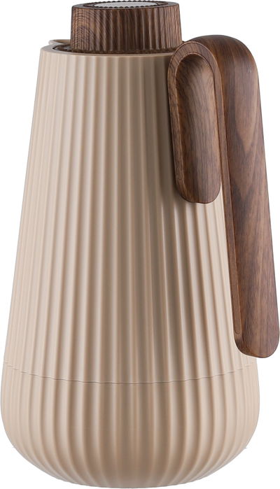 ترمس سمو جلوري، 0.7 لتر، يد خشبي، الخامة الداخلية زجاج، ضغاط - بني فاتح خشبي product image 2