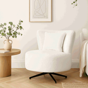 Modern Metal Chair, 85×80×75 Cm, Boucle Fabric - White product image 2