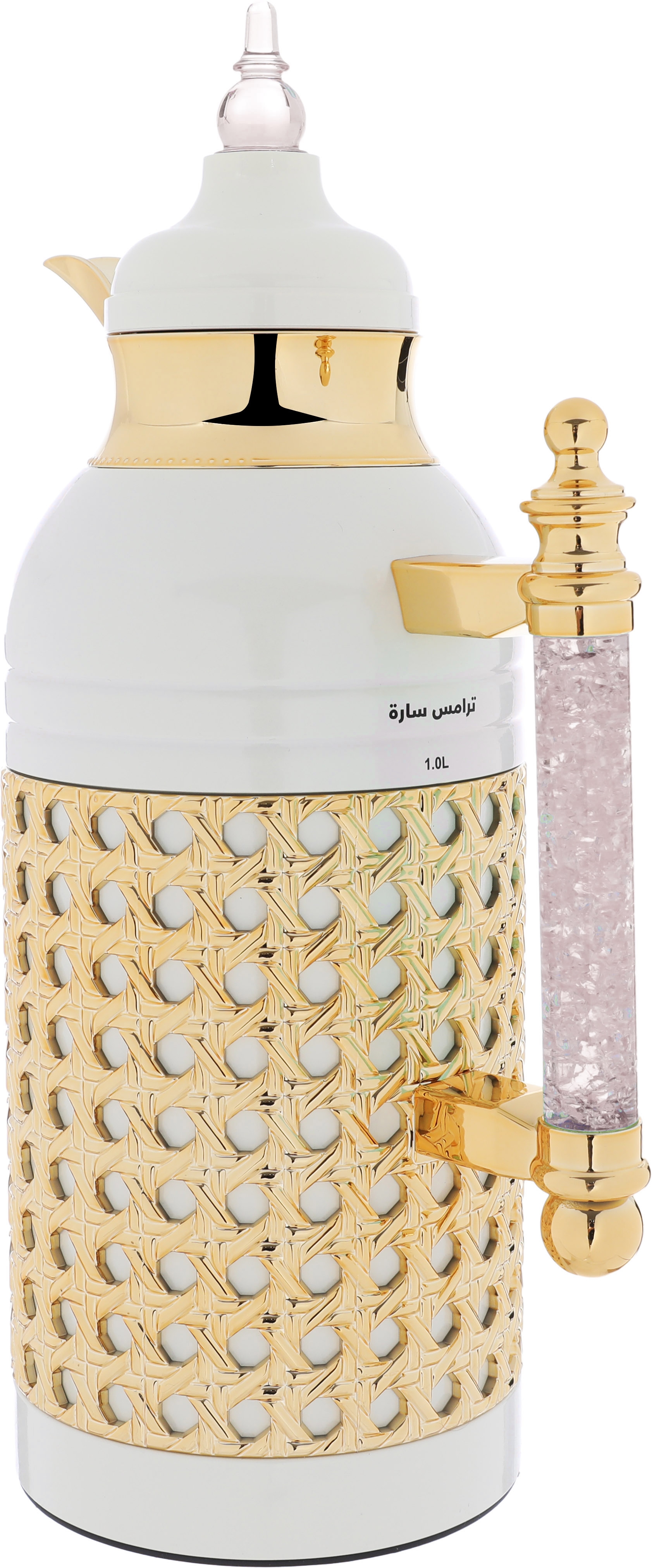 Al Saif Gallery Sarah thermos set, 1 liter, crystal handle, thermal glass inner case, steel outer case - pearl product image 9