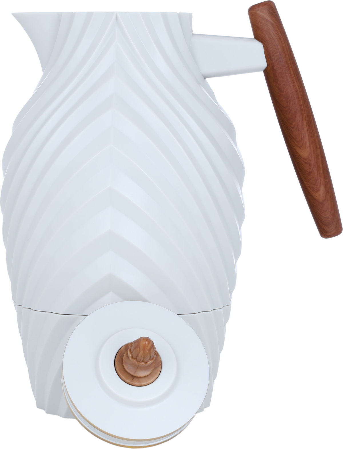 Everest Noora Thermos, 1 liter, wooden handle, thermal glass inner shell, plastic outer shell - light gray product image 3